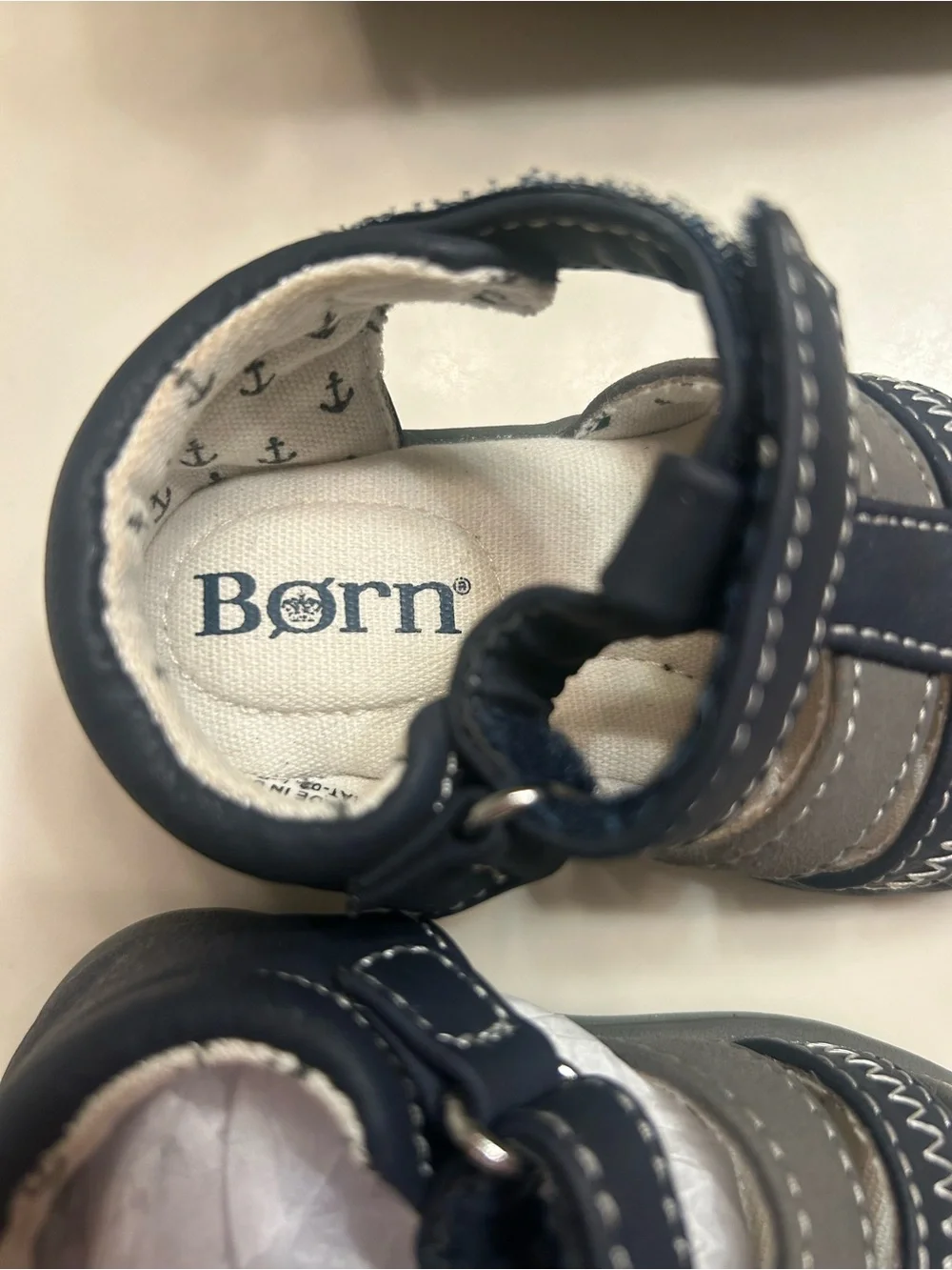 NWOT-Born Primitive Navy and Gray Baby Walker Sandals